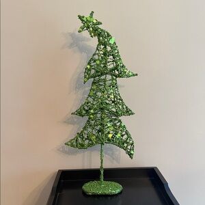 Green Glitter Holiday Tree Decoration approximately 23 inches tall